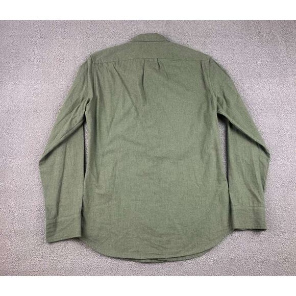 J Crew Button Down Shirt Men S Green Slim Brushed Twill Brown Button Long Sleeve - Picture 2 of 9